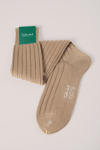 Thick Cotton Lisle Ribbed Socks - Over-the-Calf