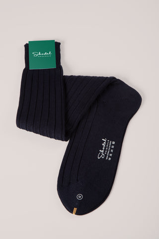 Thick Cotton Lisle Ribbed Socks - Over-the-Calf