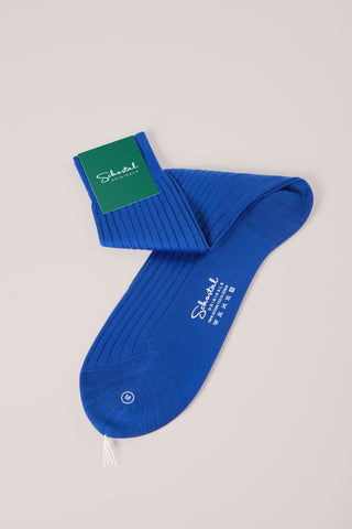 Fine Cotton Lisle Ribbed Socks - Mid-Calf