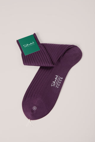 Fine Cotton Lisle Ribbed Socks - Mid-Calf