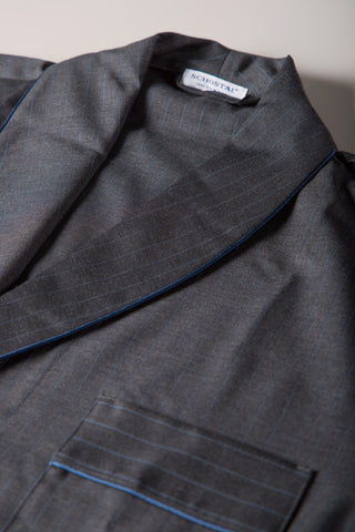 Pinstriped Merino Wool Robe