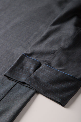 Pinstriped Merino Wool Robe