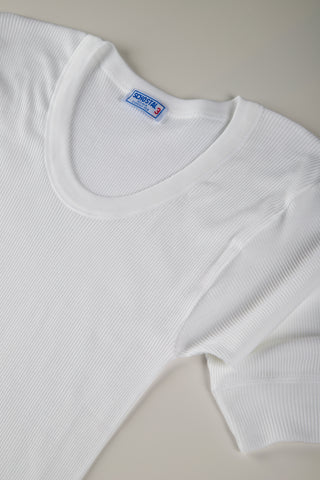Vintage Half-Sleeve Cotton Ribbed T-Shirt
