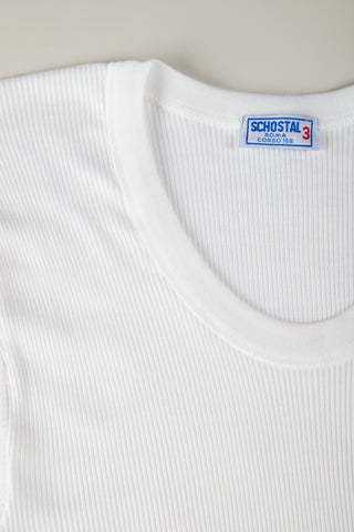 Vintage Half-Sleeve Cotton Ribbed T-Shirt