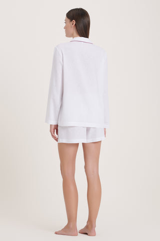 Linen-Bamboo Pajama Set with Shorts - Pure White