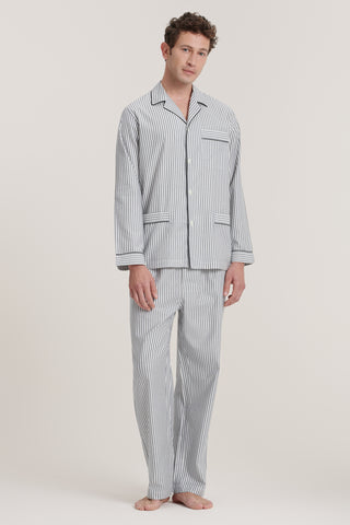 Soft Cotton Pajama Set - Striped - Ash Gray