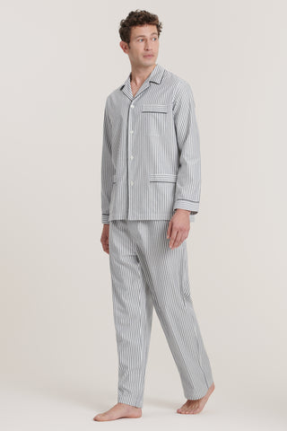 Soft Cotton Pajama Set - Striped - Ash Gray