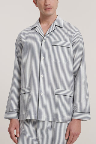 Soft Cotton Pajama Set - Striped - Ash Gray