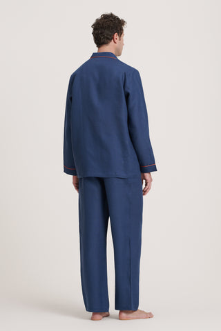 Pure Linen Pajama Set - Denim Blue