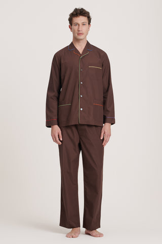 Rainbow Cotton Pajama Set - Chocolate Brown