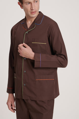 Rainbow Cotton Pajama Set - Chocolate Brown