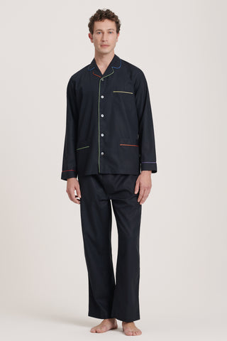 Rainbow Cotton Pajama Set - Jet Black