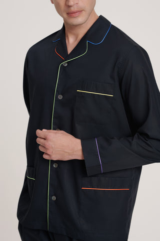 Rainbow Cotton Pajama Set - Jet Black