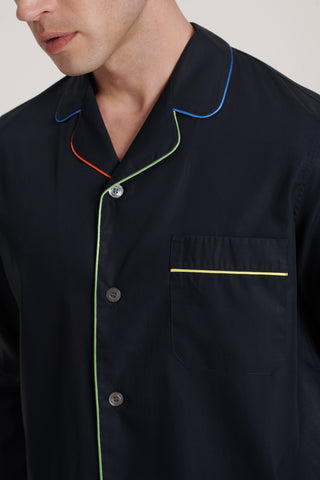 Rainbow Cotton Pajama Set - Jet Black