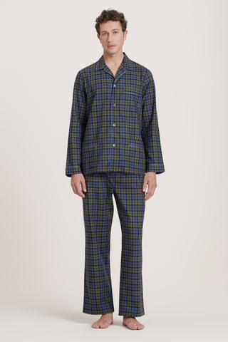 Cotton Pajama Set - Plaid - Brown and Olive Green