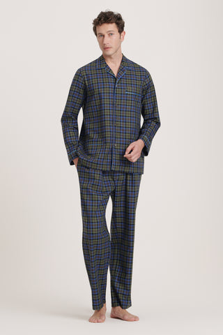 Cotton Pajama Set - Plaid - Brown and Olive Green
