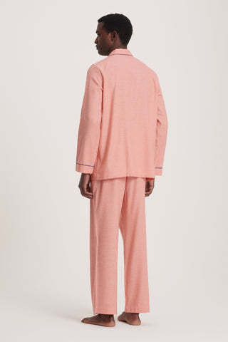 Cotton Flannel Pajama Set - Baby Houndstooth - Tangerine