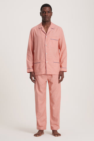 Cotton Flannel Pajama Set - Baby Houndstooth - Tangerine