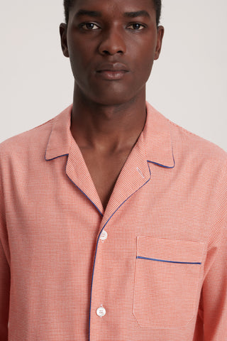 Cotton Flannel Pajama Set - Baby Houndstooth - Tangerine