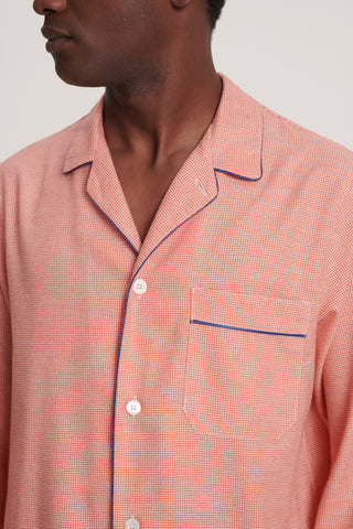 Cotton Flannel Pajama Set - Baby Houndstooth - Tangerine