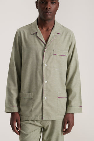 Cotton Flannel Pajama Set - Baby Houndstooth - Olive Green