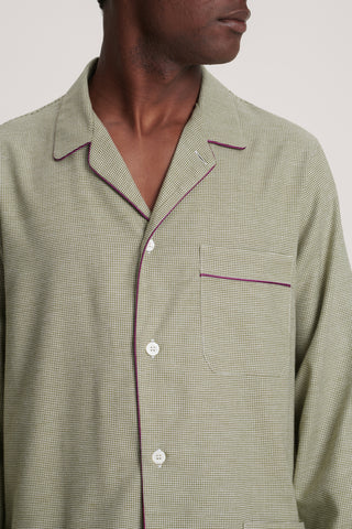 Cotton Flannel Pajama Set - Baby Houndstooth - Olive Green