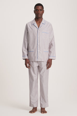 Soft Cotton Pajama Set - Striped - Mocha