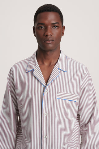 Soft Cotton Pajama Set - Striped - Mocha