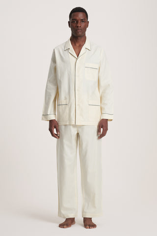 Soft Cotton Pajama Set - Striped - Limoncello