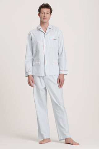 Soft Cotton Pajama Set - Striped - Sky
