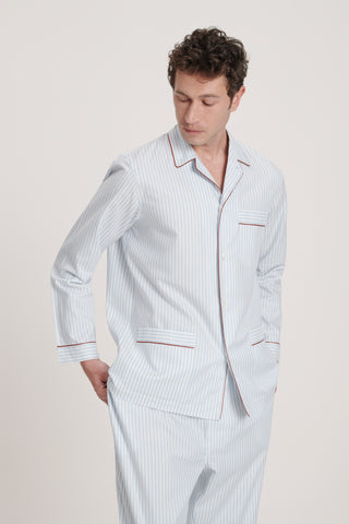 Soft Cotton Pajama Set - Striped - Sky