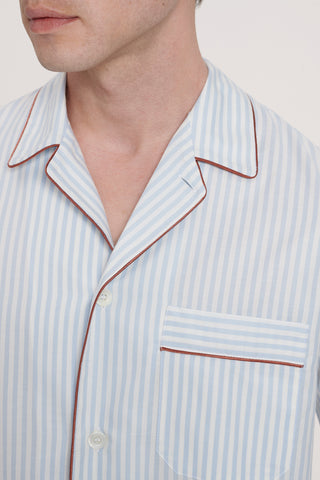 Soft Cotton Pajama Set - Striped - Sky