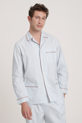 Soft Cotton Pajama Set - Striped - Sky