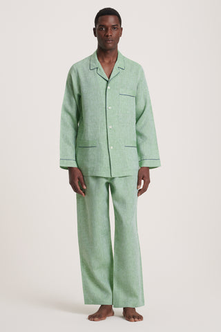 Schostal Pure Linen Pajama Set - Riviera Green