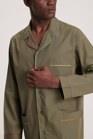 Rainbow Cotton Pajama Set - Olive Green