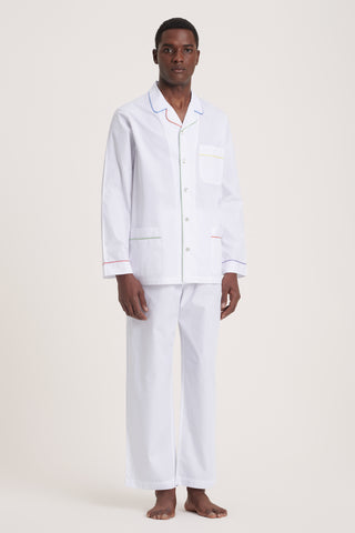 Rainbow Cotton Pajama Set - Pure White