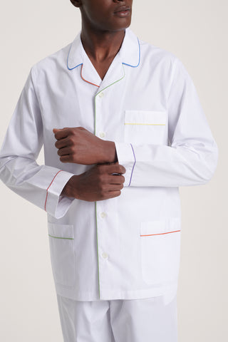 Rainbow Cotton Pajama Set - Pure White