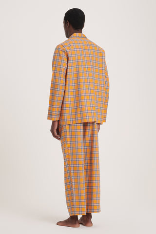 Cotton Pajama Set - Plaid - Tangerine and Black