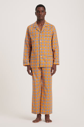 Cotton Pajama Set - Plaid - Tangerine and Black