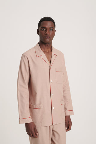 Premium Cotton Flannel Pajama Set - Sand