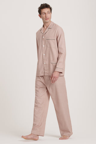 Cotton Flannel Pajama Set - Baby Houndstooth - Taupe