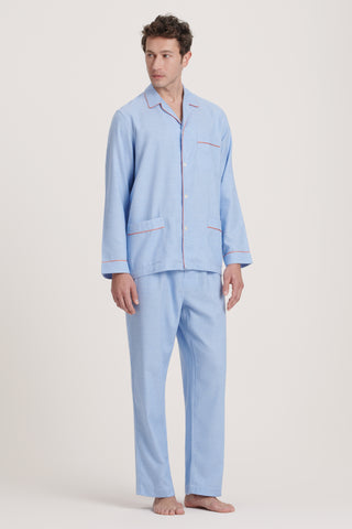 Cotton Flannel Pajama Set - Baby Houndstooth - Sky