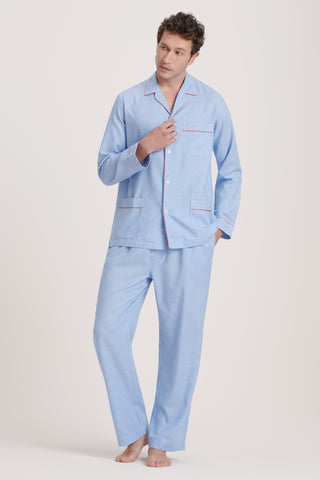 Cotton Flannel Pajama Set - Baby Houndstooth - Sky