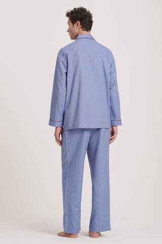 Premium Cotton Flannel Pajama Set - Denim Blue