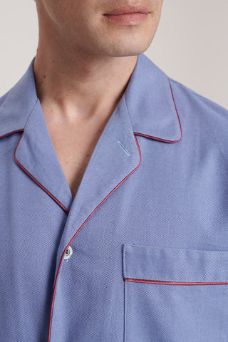 Premium Cotton Flannel Pajama Set - Denim Blue