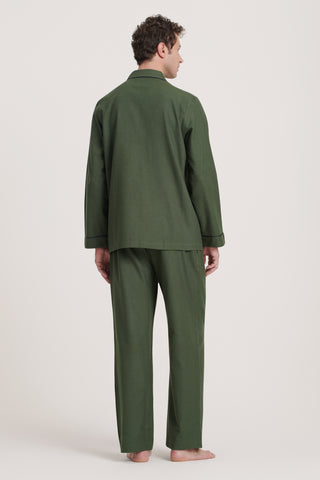 Premium Cotton Flannel Pajama Set - Moss Green
