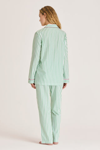 Fine Cotton Pajama Set - Pinstriped - Kelly Green