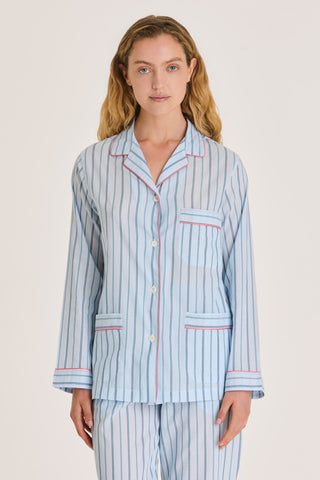 Ultra-Light Cotton Pajama Set - Pinstriped - Pastel Blue
