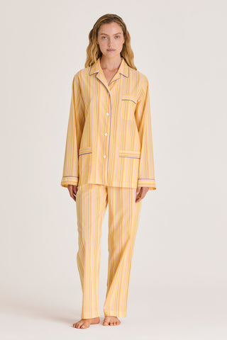Ultra-Light Cotton Pajama Set - Striped - Saffron