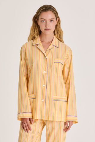 Ultra-Light Cotton Pajama Set - Striped - Saffron